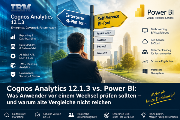 Cognos Analytics 12.1.3 vs. Power BI: Was Anwender vor einem Wechsel prüfen sollten – und warum alte Vergleiche nicht reichen